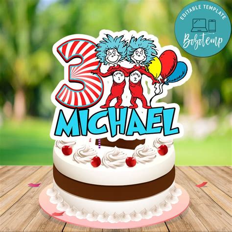 thing 1 thing 2 cake topper|thing one thing 2 cake.